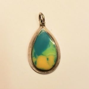 Sterling Silver 925 Blue & Yellow Stone Pendant